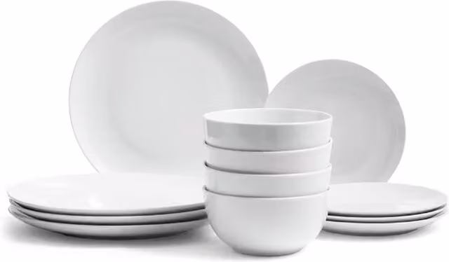 Glim & Glam 18 Piece White Porcelain Coupe Dinner Set
