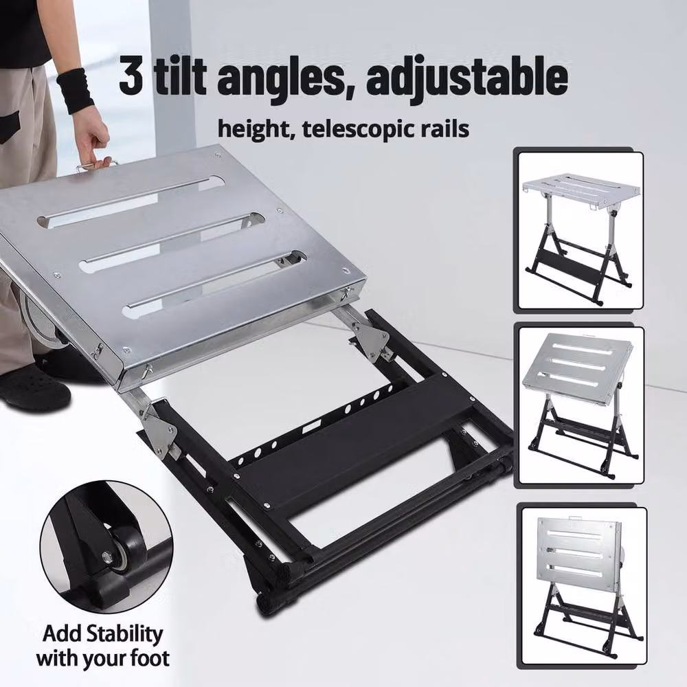 NESTLUNE Silver Foldable and Rollable Steel Welding Workbench W/D/H: 100 x 52 x 18 cm – 2