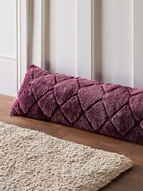 Catherine Lansfield Cosy Diamond Faux Fur Draught Excluder in Purple