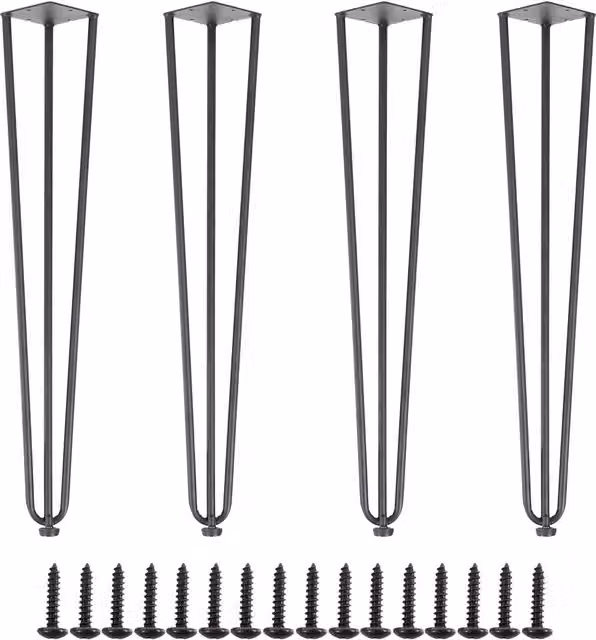 Core Products Set of 4 Matt Black Metal Hairpin Furniture Legs with Industrial Design