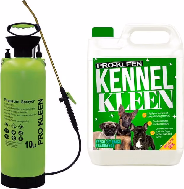 Pro-Kleen 10L Pump Sprayer with 5L Fresh Cut Grass Kennel Kleen in Green