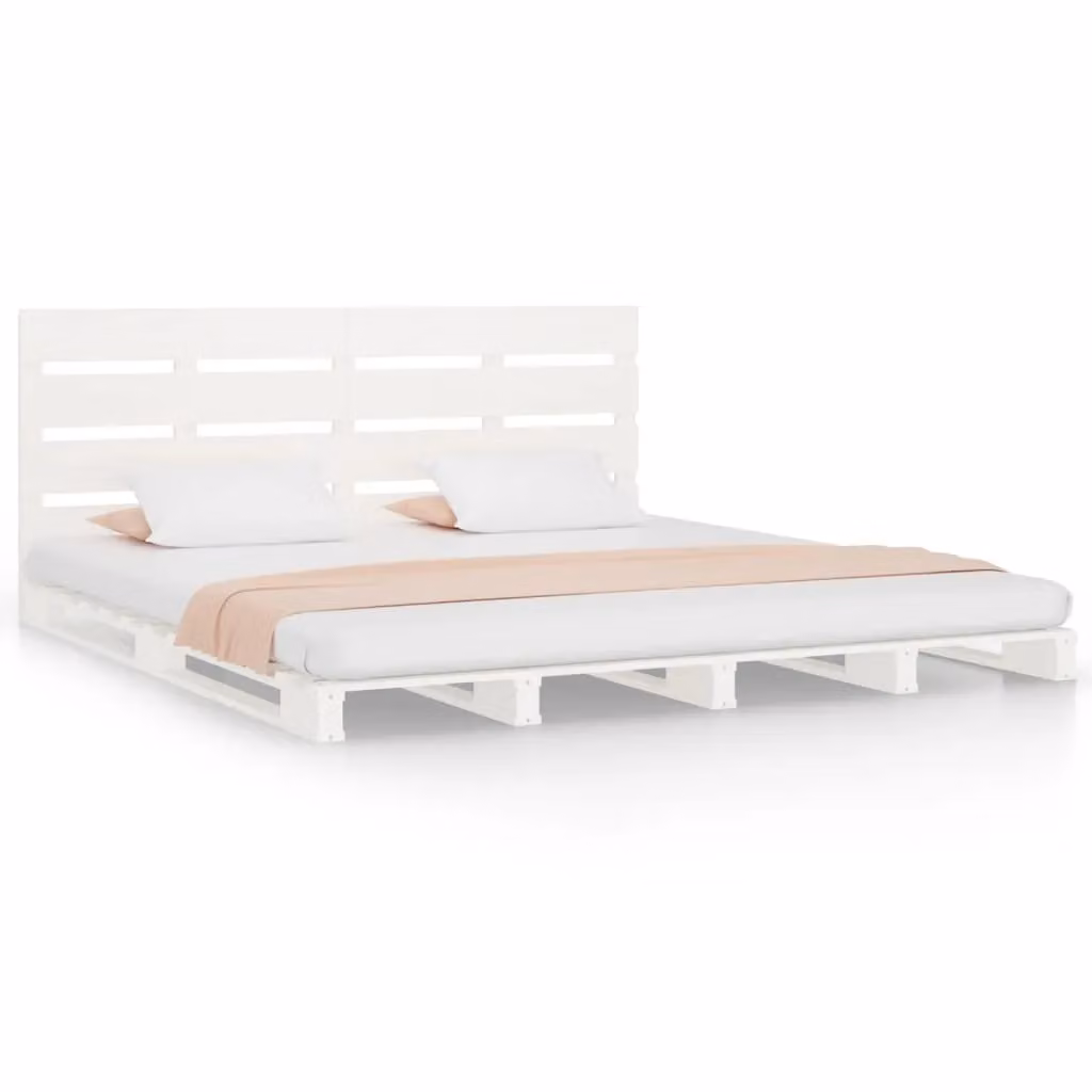 Berkfield Home Super King Bed Frame in White Solid Pine Wood, W/D/H: 180 x 200 cm – 2