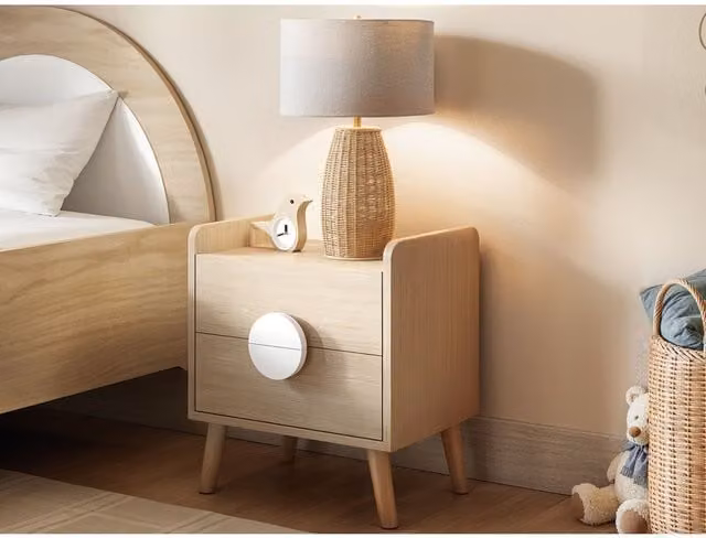 Flair Noah 2 Drawer Bedside Table in Oak and White, W/D/H: 42 x 30 x 47 cm