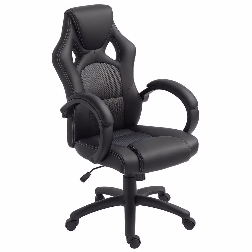 FORGEVIO Executive Racing Swivel Gaming Office Chair in Black Synthetic Leather – 6
