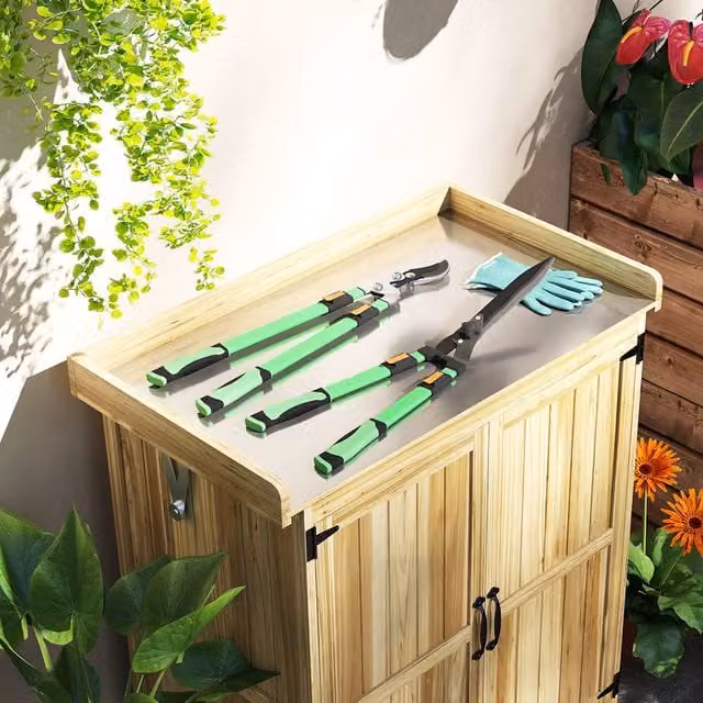 Outsunny 2 Piece Green Manual Bypass Hedge Shears and Pruner Loppers Set