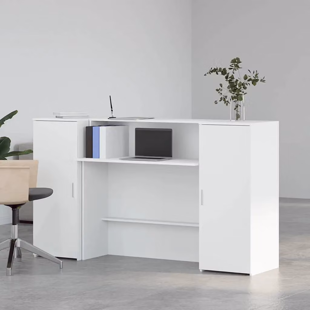 Berkfield Home White Reception Desk in Engineered Wood, W/D/H: 180 x 50 x 103.5 cm – 2