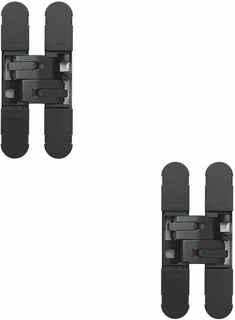 Loops Matt Black Concealed Medium Duty Hinge for Unrebated Doors, 134 x 24 mm (Pack of 2) – 1