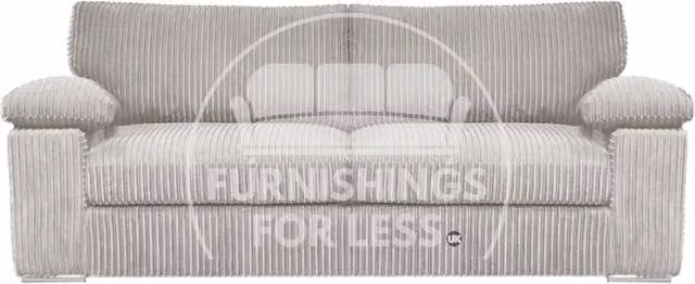 Furnishings For Less UK Delta 3 Seater Fabric Sofa in Silver Jumbo Cord with Padded Arms