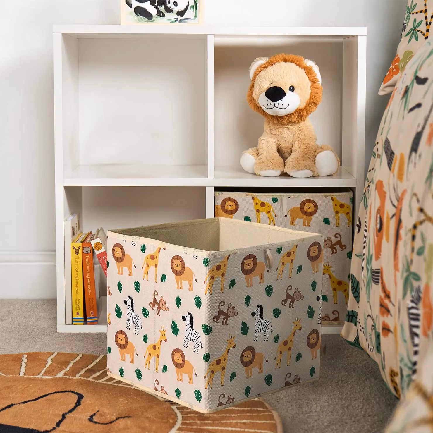 OHS Set of 4 Safari Folding Storage Cube Boxes in Beige – 2