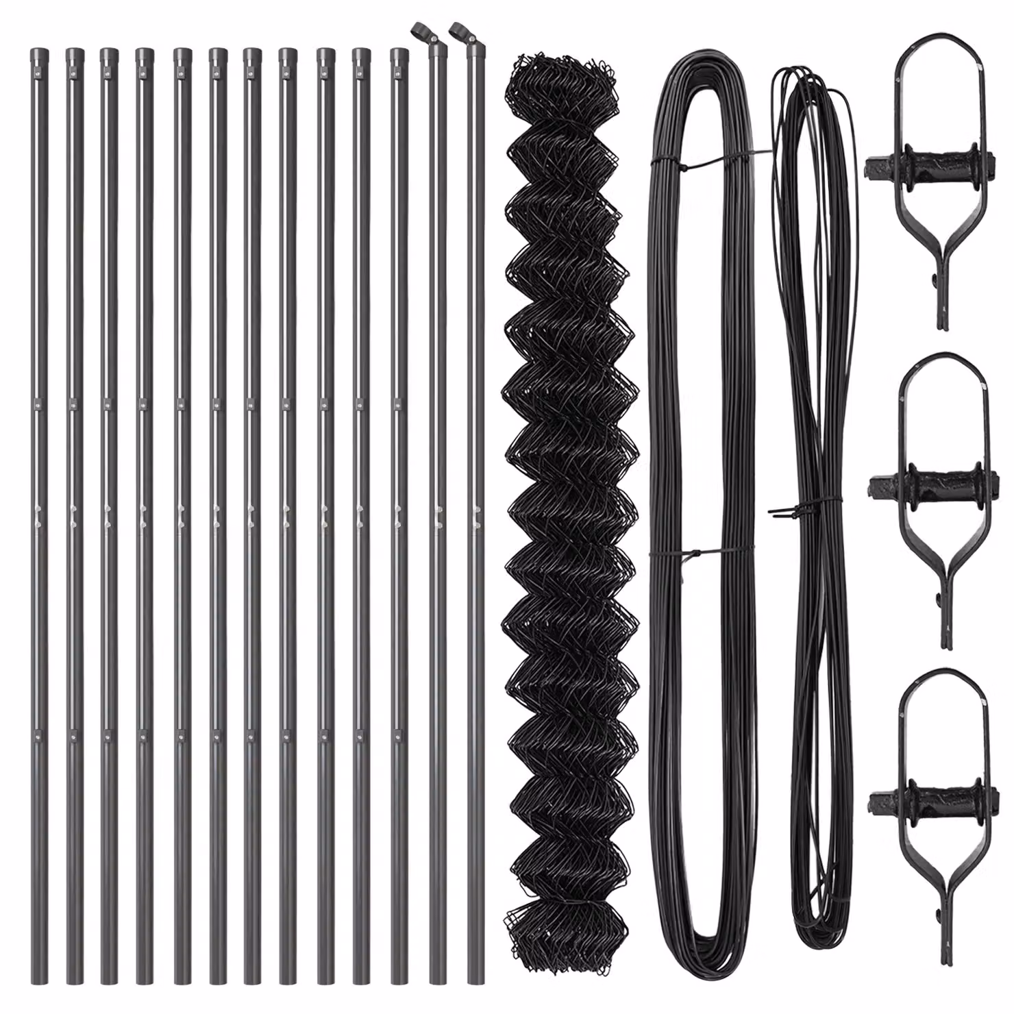 Berkfield Home Grey Galvanised Steel Chain Link Fence with 13 Posts, W: 25 m, H: 1.6 m – 3