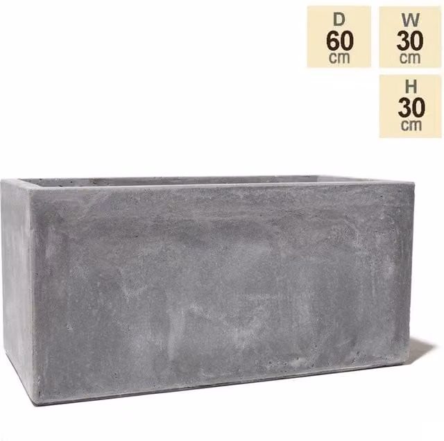Primrose Grey Terracotta Fibre Cement Trough Planter, Width: 60 cm