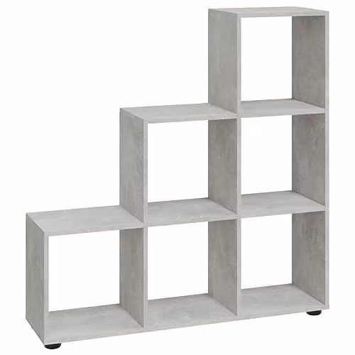 vidaXL Staircase Bookcase in Concrete Grey, Modern Engineered Wood and MDF
