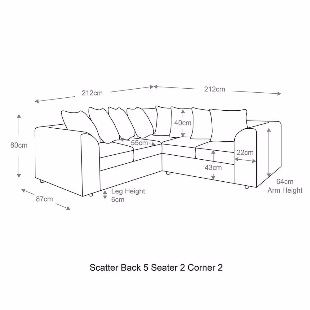 Furnishings For Less UK Monaco 5 Seater L-Shaped Chenille Fabric Sofa in Black – 2