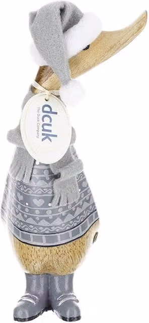 DCUK Alpine Handcrafted Wooden Christmas Ducklings Ornament, Grey