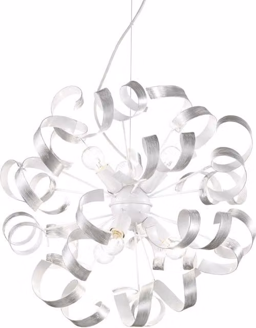 Ideal Lux Vortex 6 Light Ribbon Ceiling Pendant in Silver