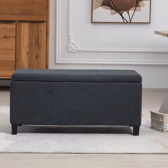 Artemis Home Henbury Fabric Storage Ottoman in Black