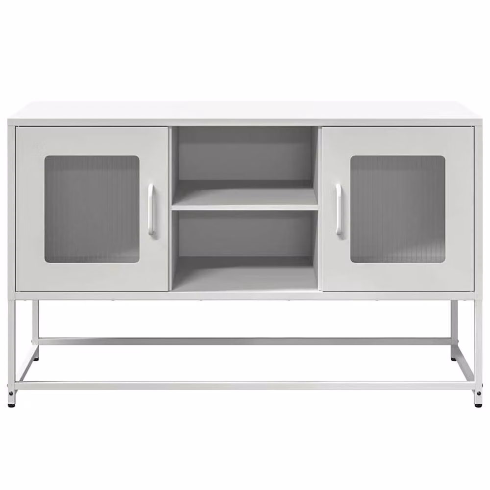 Berkfield Home Modern White Steel TV Cabinet, W: 100.5 cm, D: 39 cm, H: 60.5 cm – 2