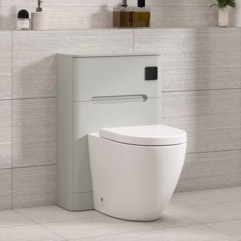 Royal Bathrooms Venice 550mm Dove Grey Wall Mounted WC Unit with Elva White Rimless Ceramic Toilet Pan, Soft Close Seat and Cistern
