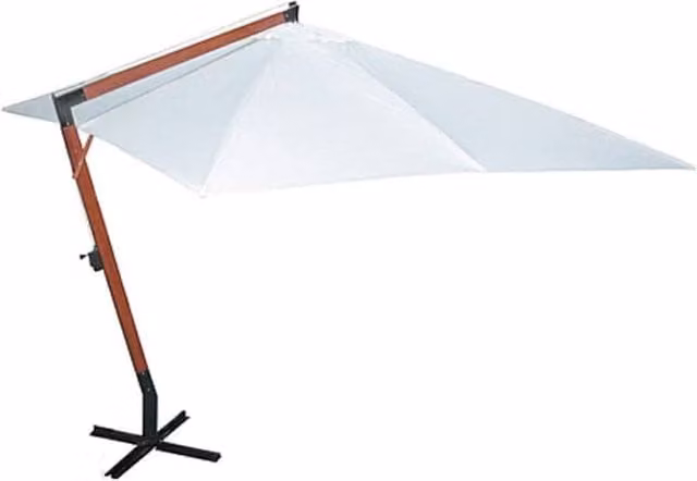 Berkfield Home White Cantilever Parasol with Wood Details W: 400 cm, D: 300 cm, H: 285 cm