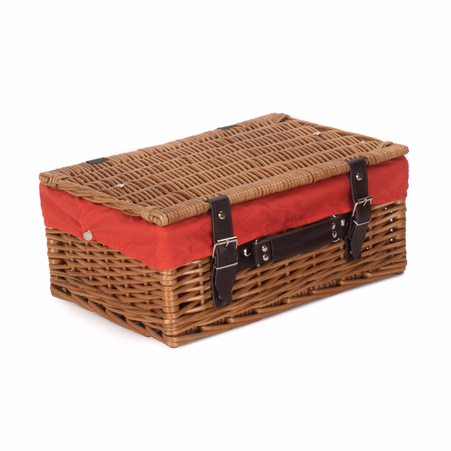 Red Wicker Double Steamed Picnic Basket with Cotton Lining, Width: 36 cm – 2