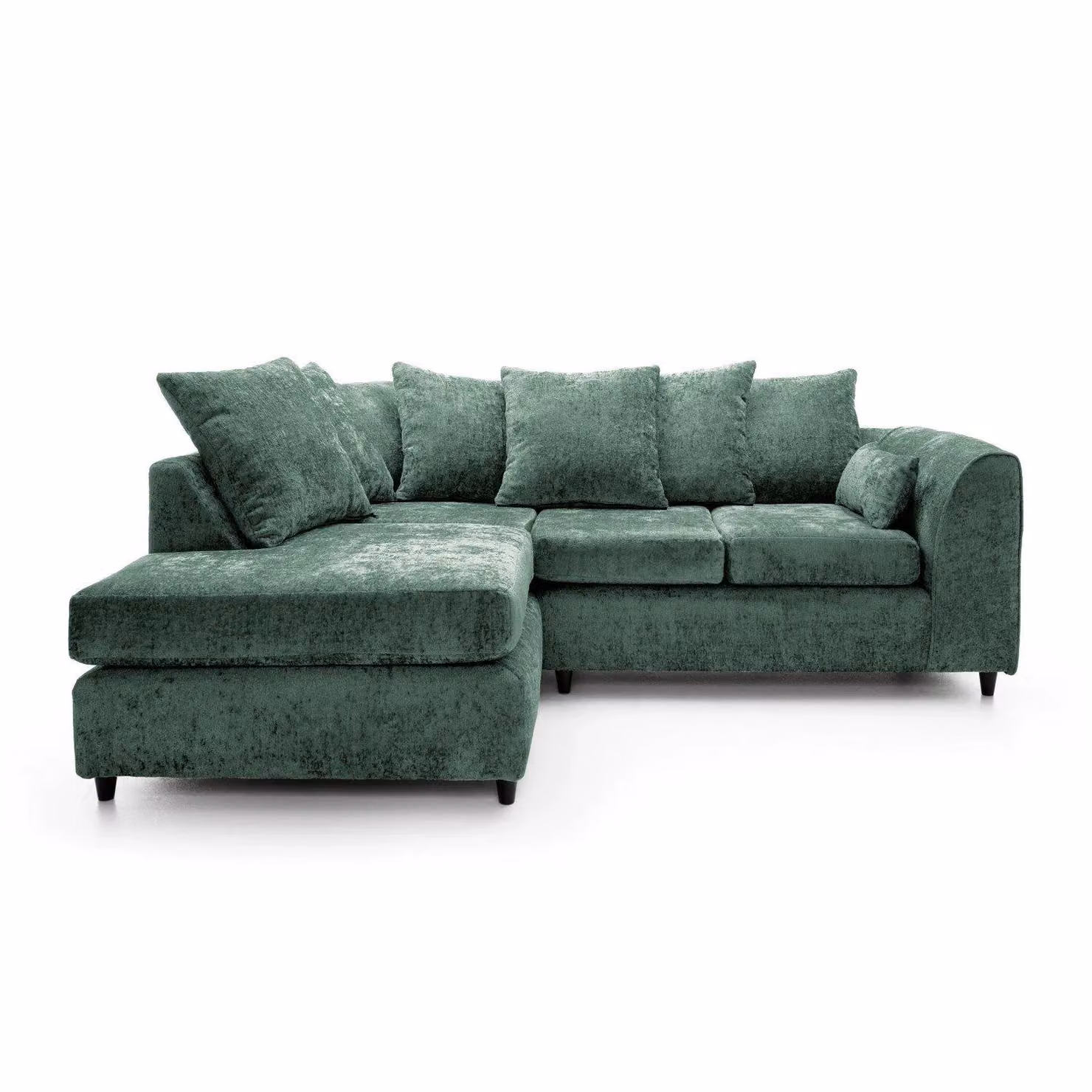 Abakus Direct Harriet Left Facing Corner Sofa in Green Crushed Chenille Fabric – 2
