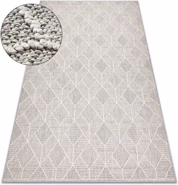 RugsX Origi Geometric Grey Flat Weave Rug, W: 240 cm, D: 330 cm
