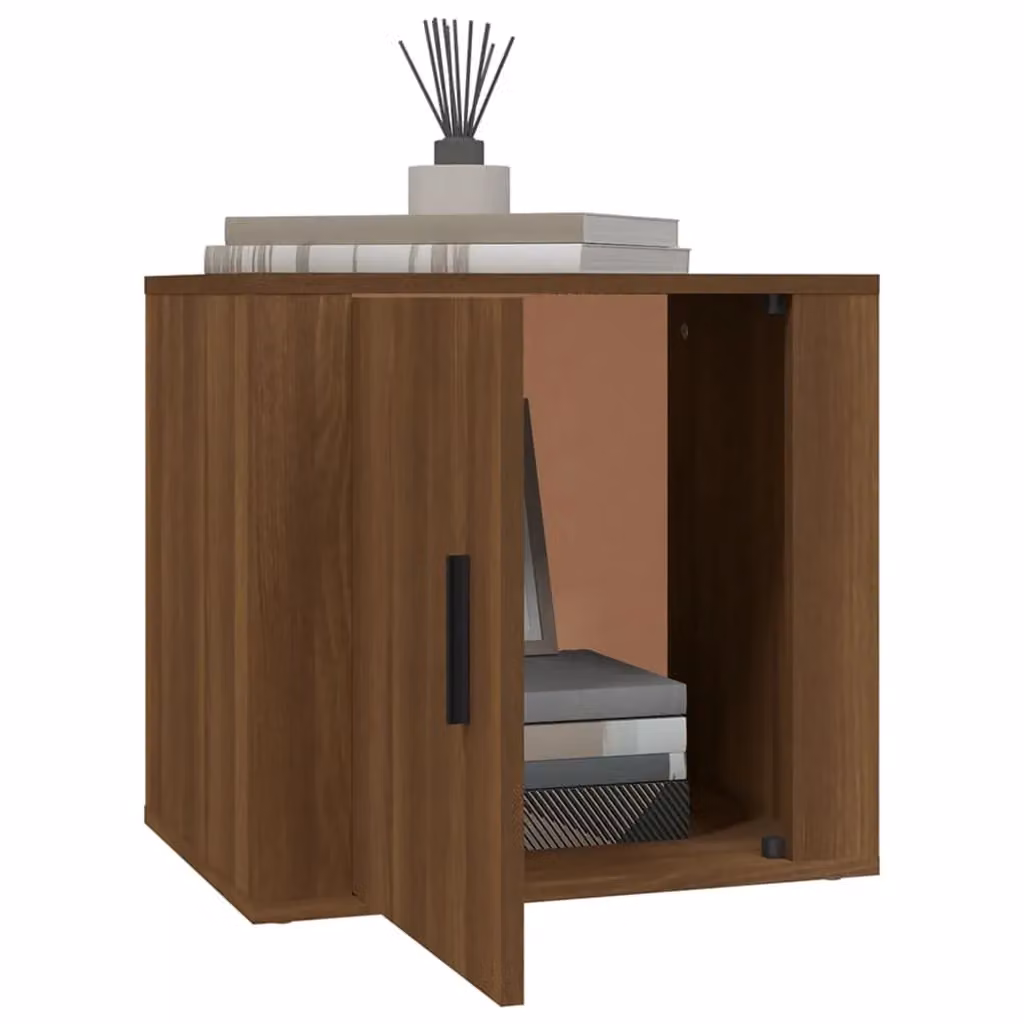 Berkfield Home Modern Brown Oak Bedside Cabinet W: 50 cm, D: 39 cm, H: 47 cm – 3