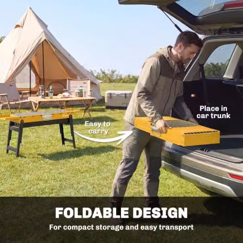 Outsunny Portable Foldable Charcoal BBQ Grill, Yellow Tabletop Stainless Steel Model – 3