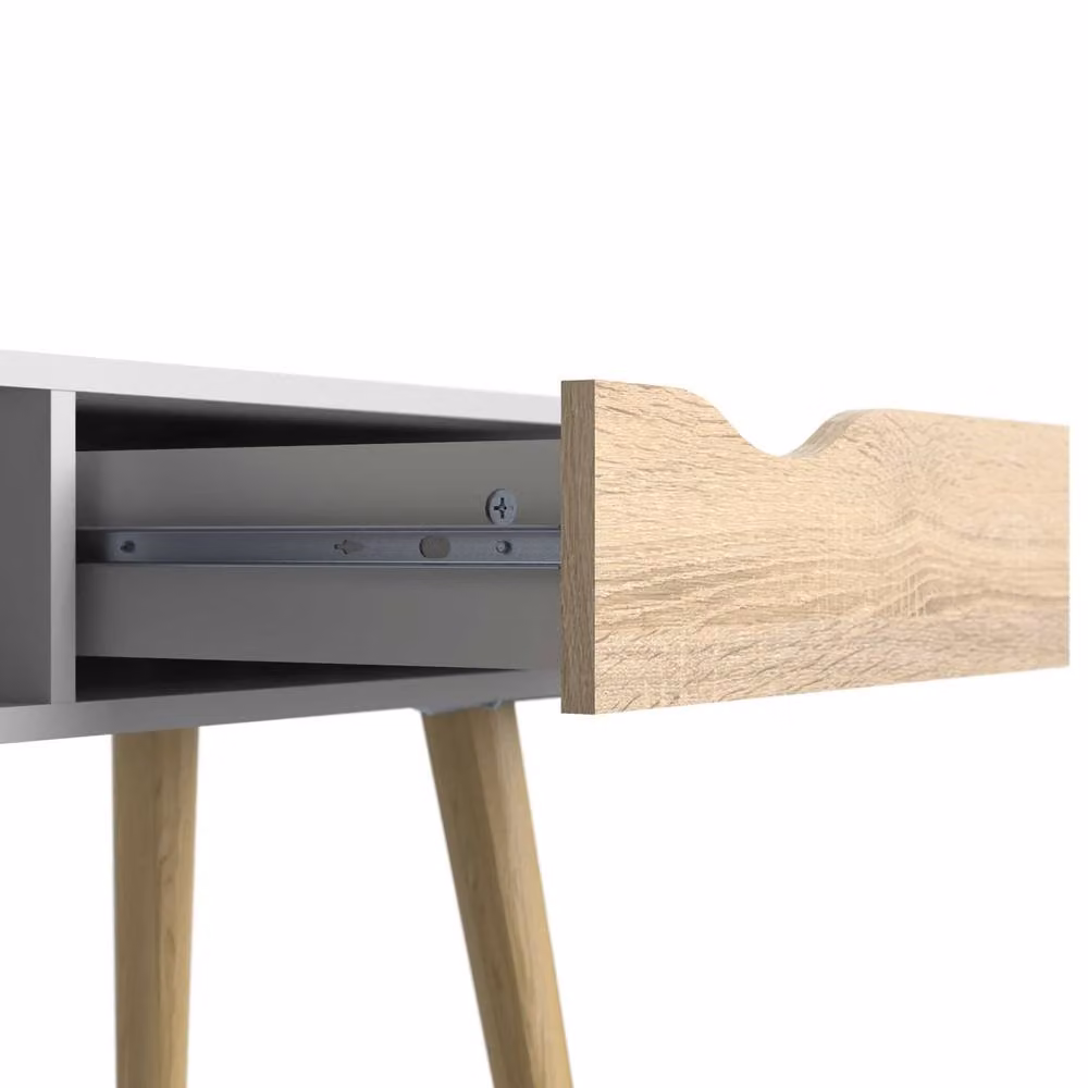 Wyld Haus Sapporo Console Table in White and Natural Oak with 1 Drawer and 1 Shelf – 3