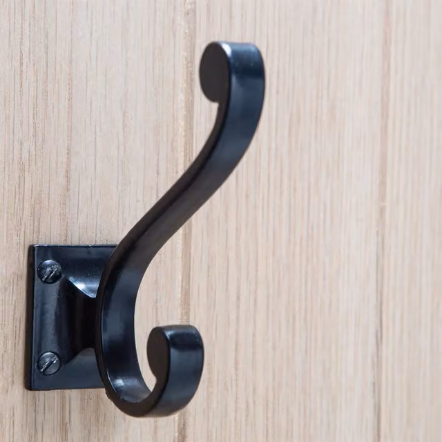 Hammer and Tongs Matt Black Iron Square Back Hat and Coat Hook, Pack of 5, H: 105 mm – 1