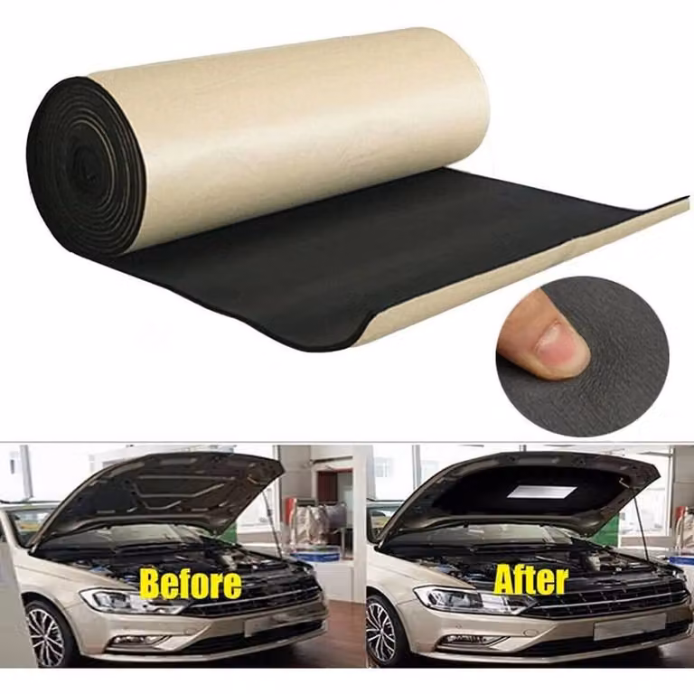 NESTLUNE Black Car Hood Soundproofing and Heat Insulation Deadening Mat