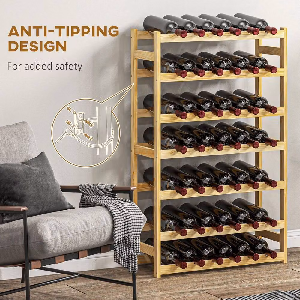 PAWNORA Free Standing Wooden Wine Rack in Natural Brown – 2