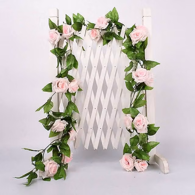 YnysTec Artificial Rose Vine Hanging Garland in Pink for Wedding Decor, Length: 2.5m – 1