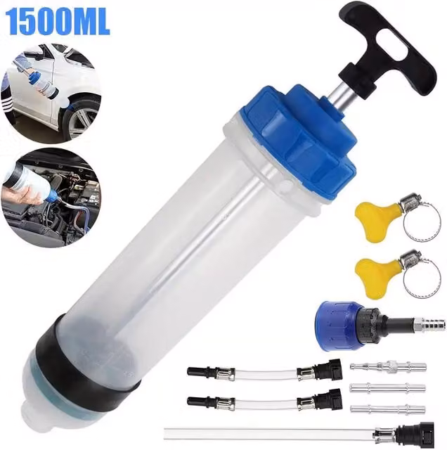 NESTLUNE 1.5L White and Transparent Plastic Gearbox Oil Suction and Filler Fluid Transfer Hand Pump