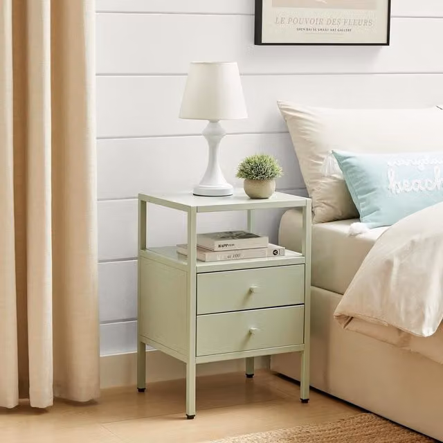 FurnitureboxUK Lykke Metal Storage Bedside Table in Green