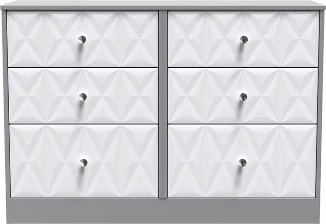 Ready Assembled 2 U Memphis 6 Drawer Wide Chest in Mid Grey
