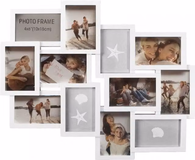 Gr8 Home Modern White Wall Hanging Multi Picture Collage Photo Frame Holder for 12 Pictures