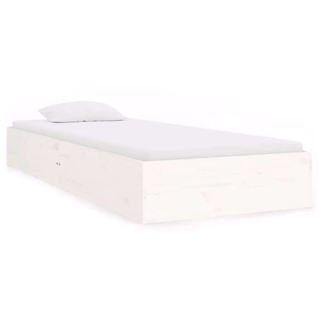 Berkfield Home White Solid Pine Wood Small Single Bed Frame W: 75 cm, L: 190 cm – 2