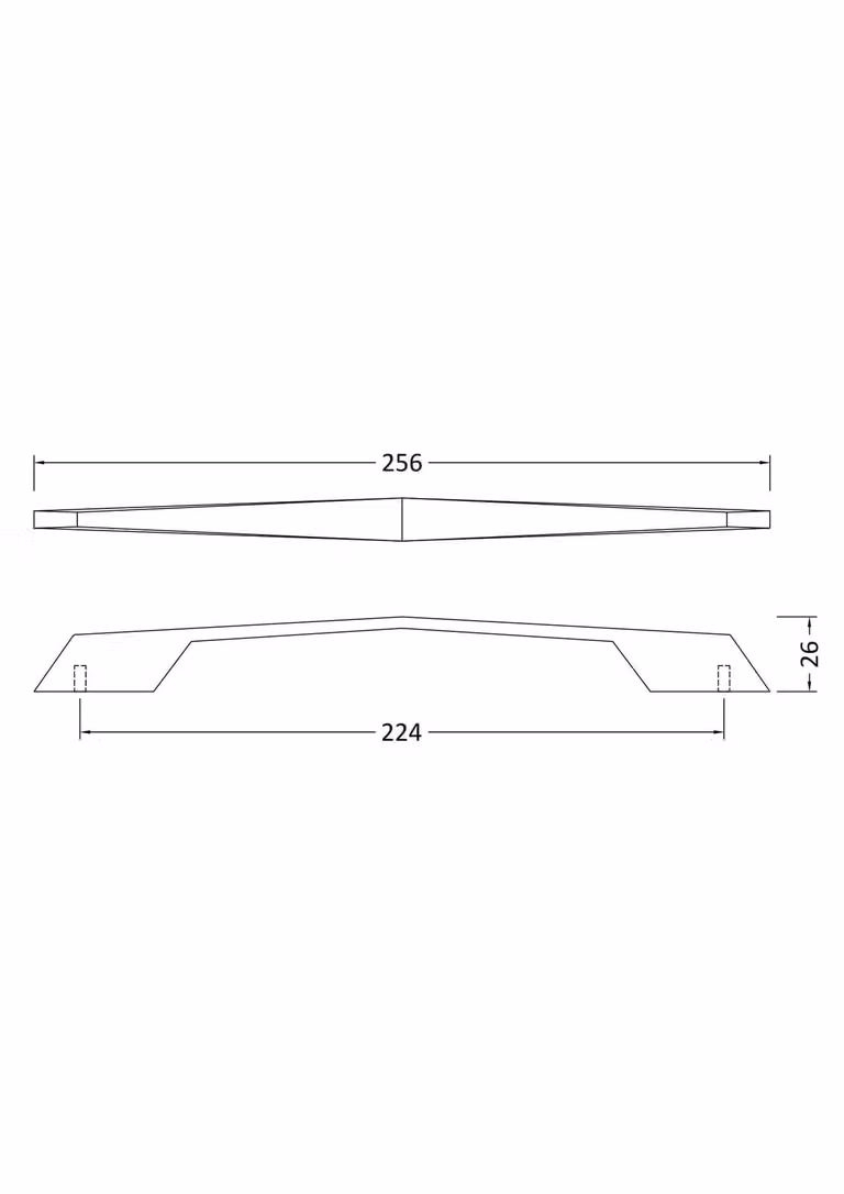 Balterley Angular D Shape Kitchen and Bathroom Cupboard Handle, Matt Black, W/D/H: 25.6 x 2.6 x 1.4 cm, 224mm Centres