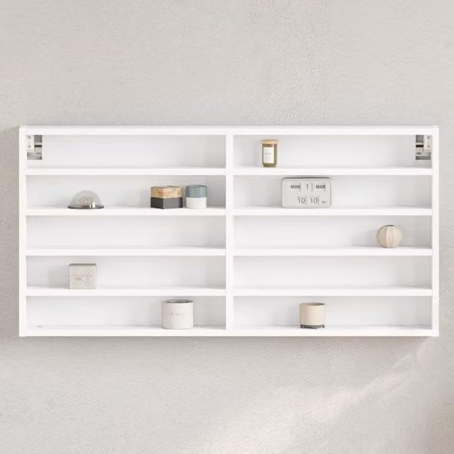 Berkfield Home White Vitrine Cabinet with Glass Doors and Internal Shelves, W/D/H: 100 x 50 x 8.5 cm