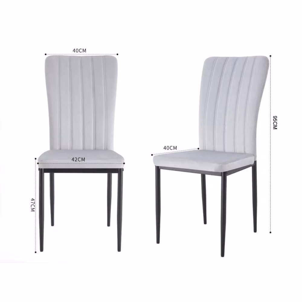 FORGEVIO Set of 6 Modern Dining Chairs with Upholstered Velvet Seats in Grey – 2