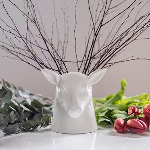 Suck UK Ceramic Stag Utensil Holder, White, W/D/H: 20 x 19.5 x 19 cm – 4