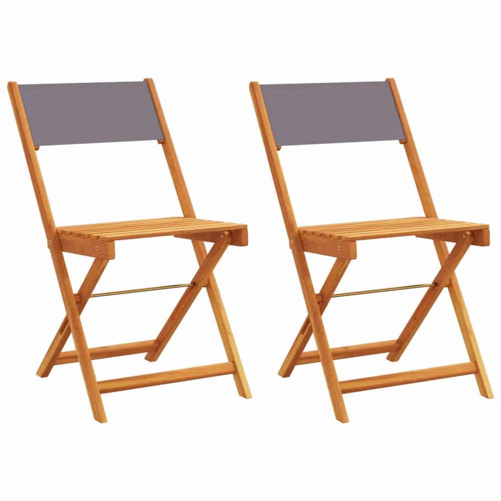 Berkfield Home Beautiful Bistro Chairs, Set of 2, Anthracite, Acacia Wood and Fabric – 2