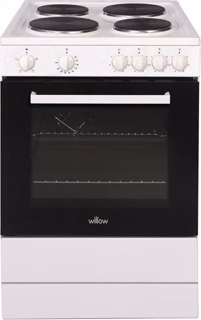 Willow 68L Freestanding Single Cavity Electric Cooker with Solid Plate and Grill, White – 1