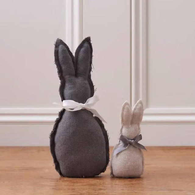 Little Cosy Home Grey and White Easter Bunny Textile Tabletop Decoration Set