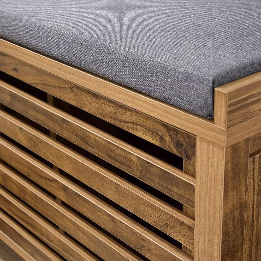 SPETLEK Brown Shoe Bench Storage Cabinet with Fabric Cushion – 2