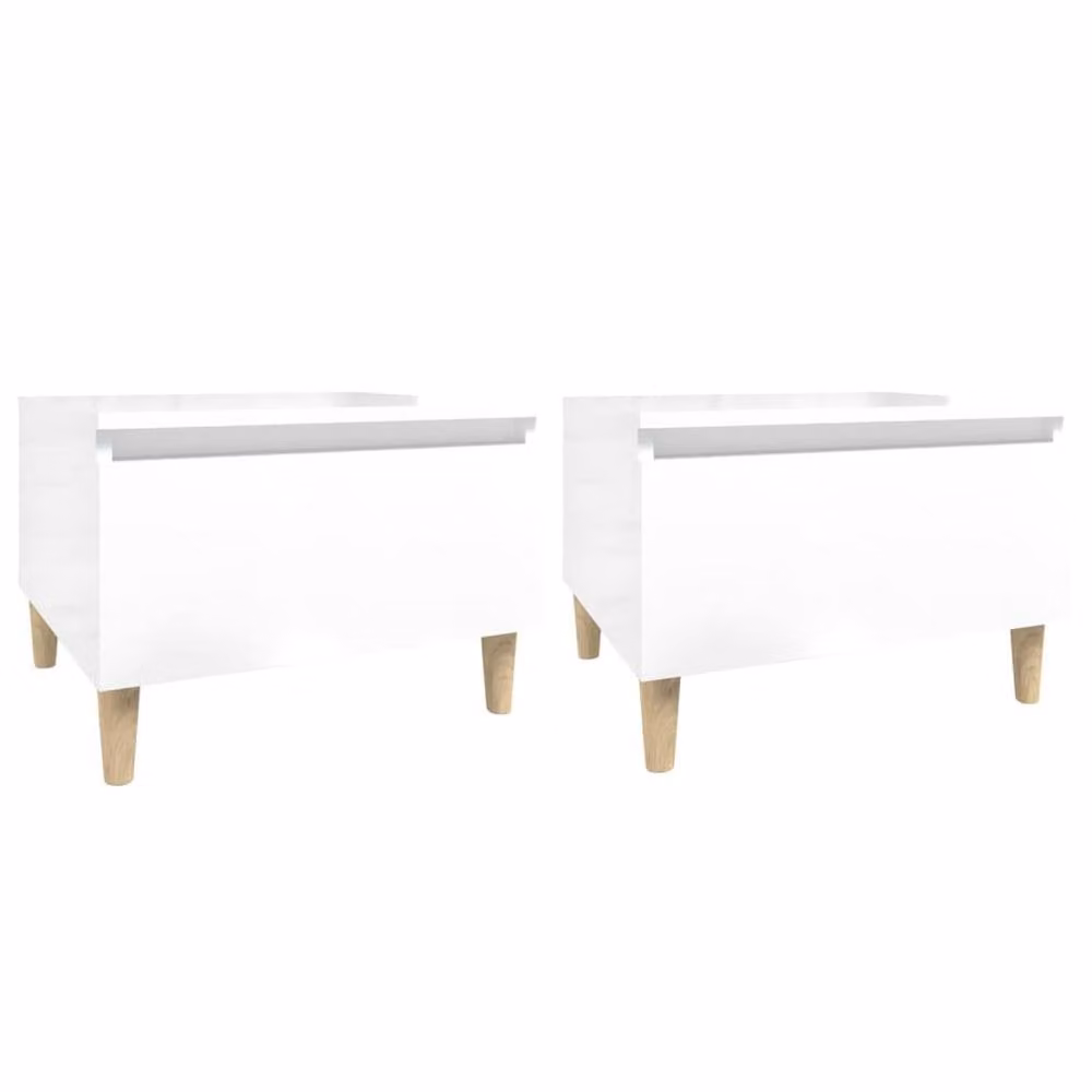 Berkfield Home Set of 2 High Gloss White Side Tables, W/D/H: 50 x 46 x 35 cm – 1