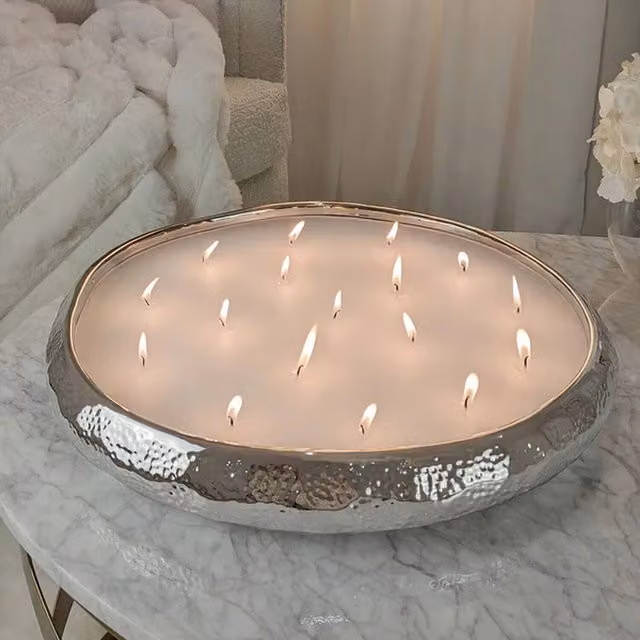 Marco Paul Vanilla Scented 17 Wick Tabletop Candle in Silver