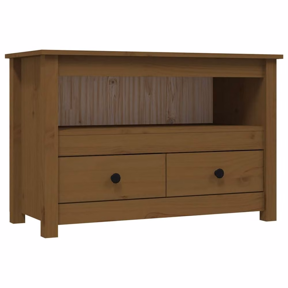 Berkfield Home TV Cabinet in Honey Brown Solid Pine, W/D/H: 79 x 35 x 52 cm – 2