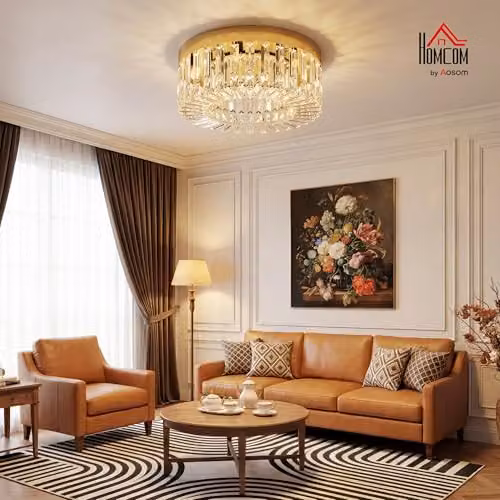HOMCOM Crystal Ceiling Chandelier with 160 Transparent Pendants in Gold Tone – 2